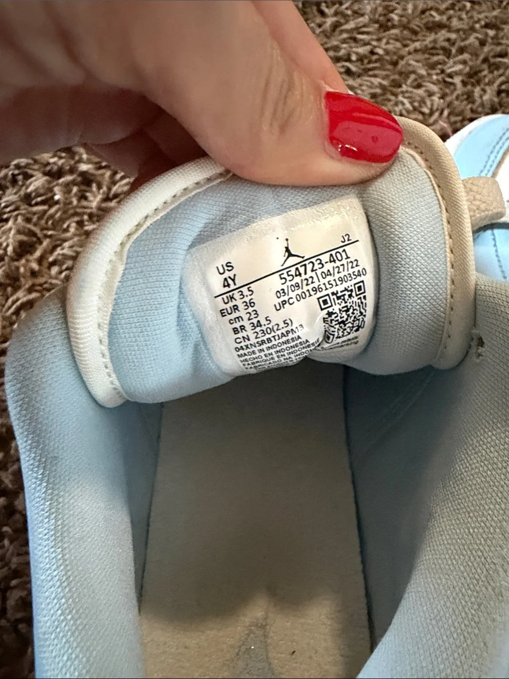 Nike Low-Top Sneakers in White, Light Blue & Black Swoosh